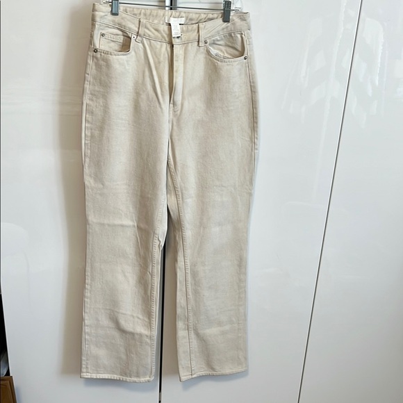 H&M Ecru Cream High Rise Denim Jeans Classic Style, Size 10 - Picture 3 of 13